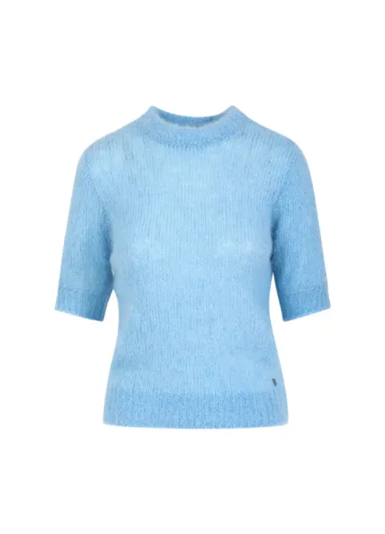 SHORT SLEEVE KNIT IN ALPACA PASTEL BLUE