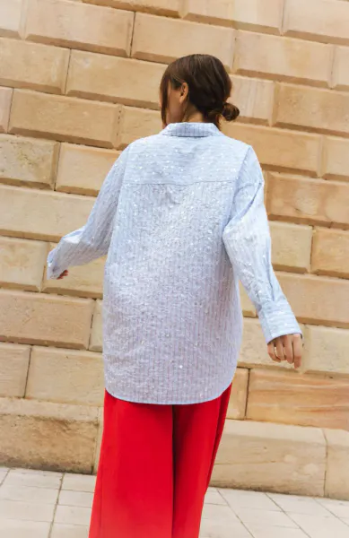 Elliecras Shirt - Blue Multi stripe